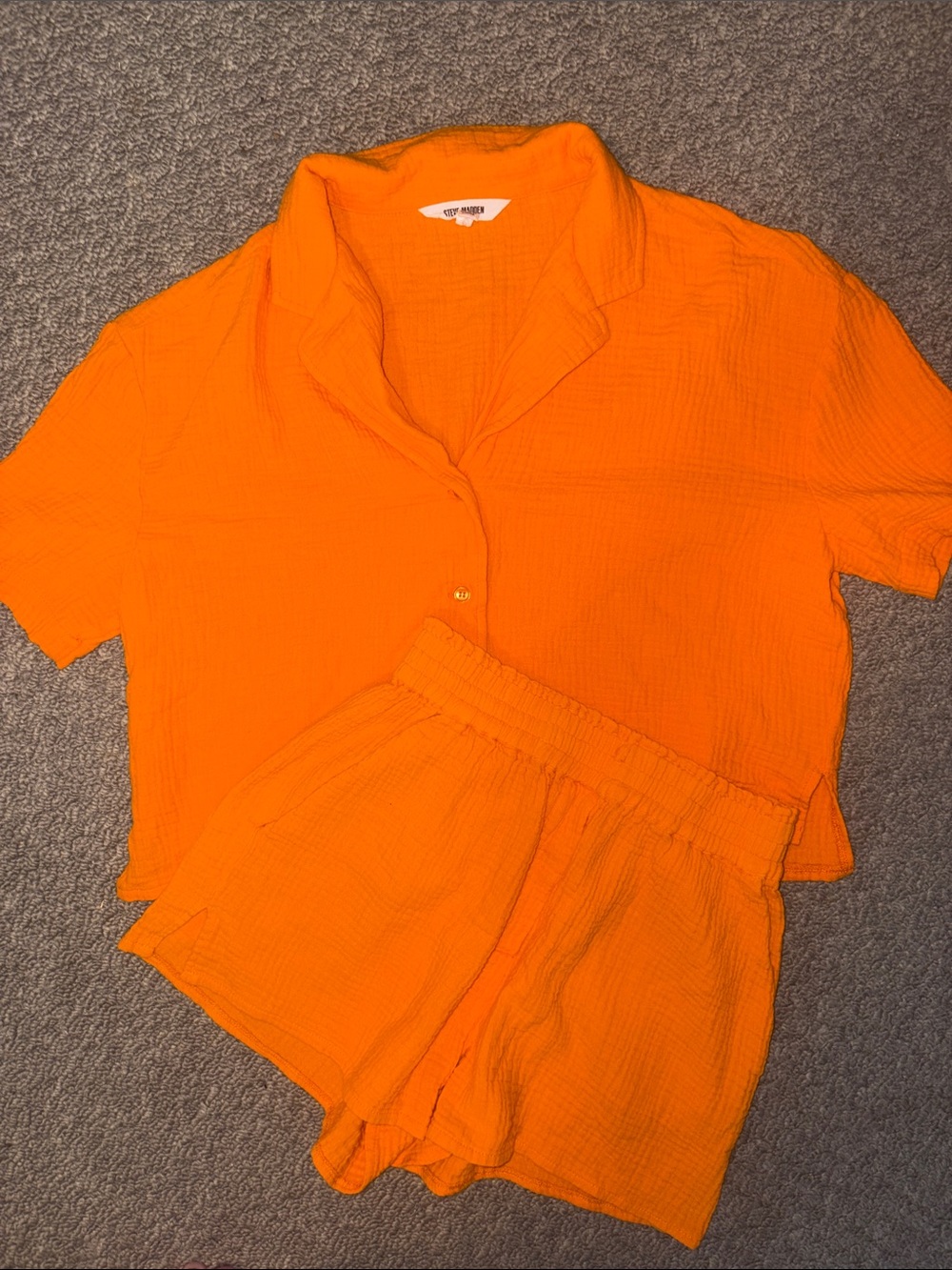 NWOT Steve Madden Paloma Gauze Matching Set (Shirt & Shorts) in Tangelo